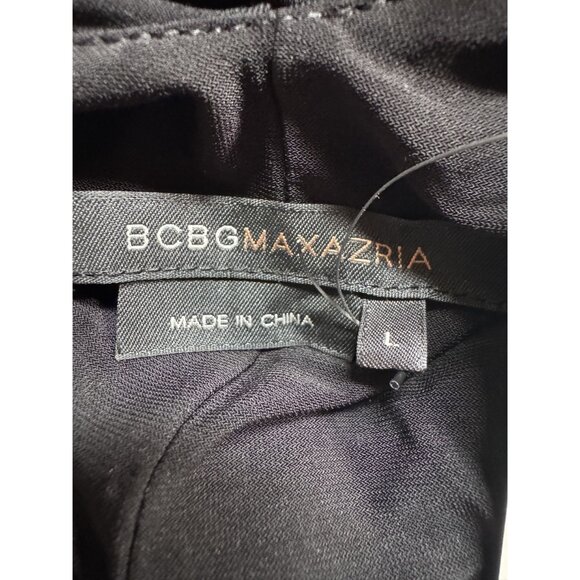 BCBG Max Azria Black Halter Dress W/Beaded Jersey Large Made In China - Picture 6 of 16